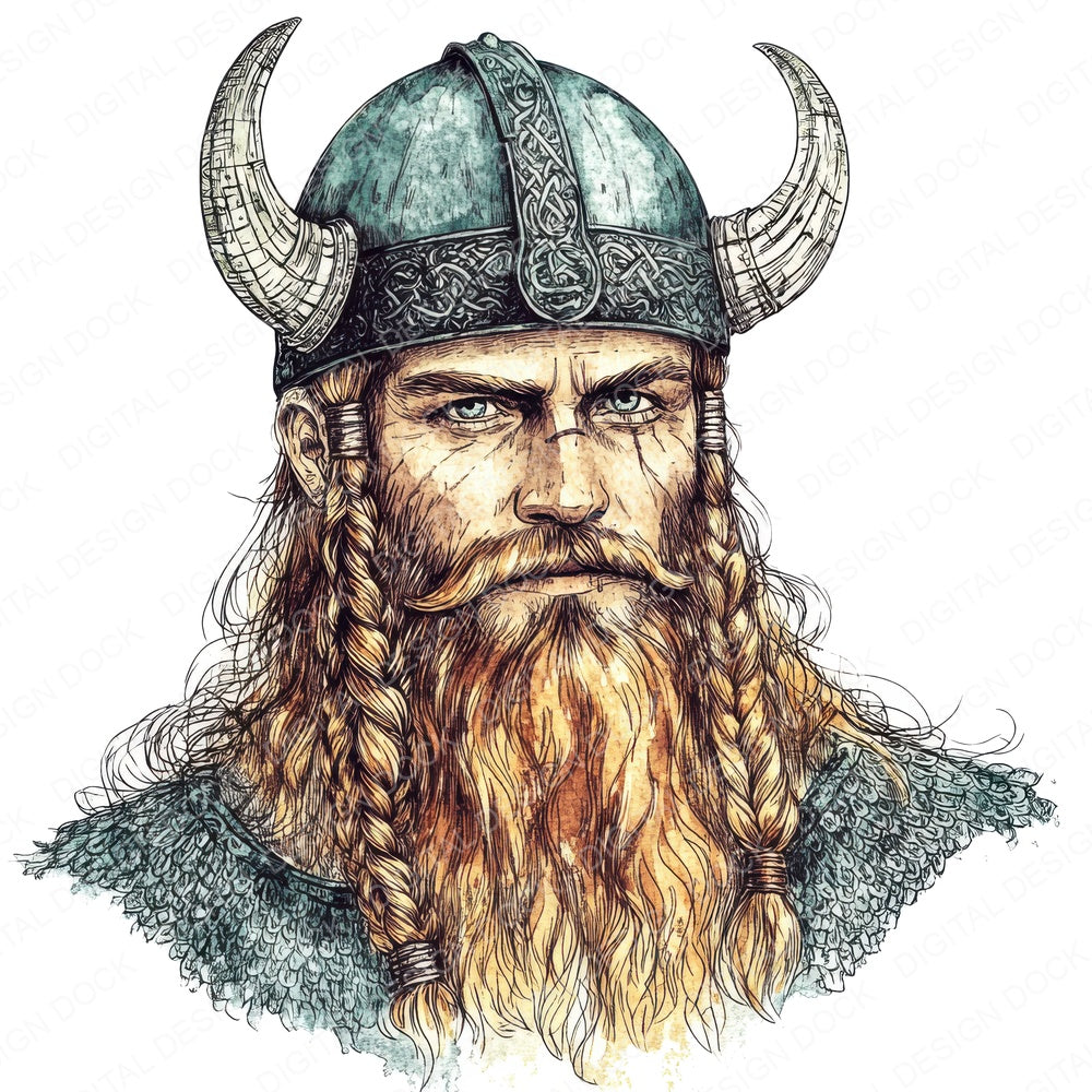 Viking Portrait fussy cut sheet in A4 format showing all 12 designs on one printable page