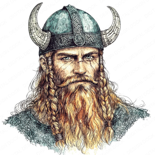 Viking Portrait fussy cut sheet in A4 format showing all 12 designs on one printable page
