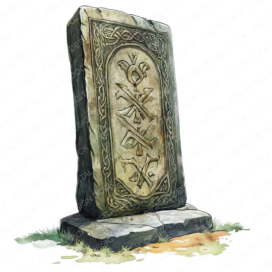Viking Runestone fussy cut sheet in US Letter format showing all 12 designs on one printable page