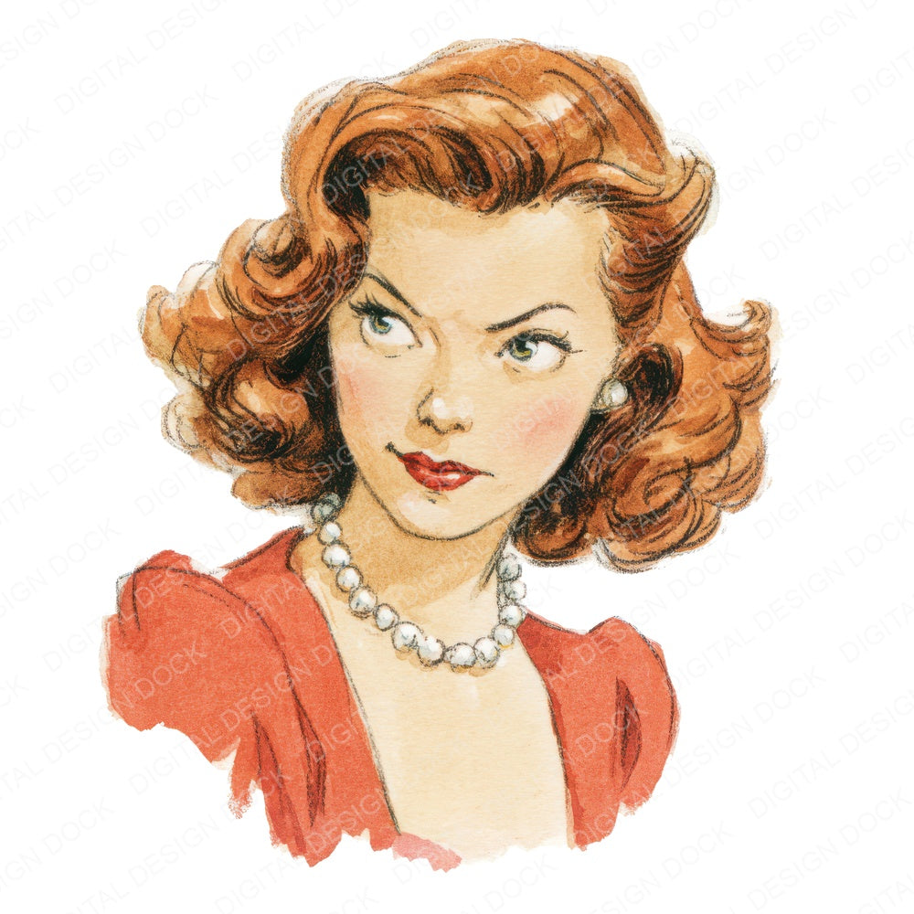Vintage Actress Portrait Clipart Set (DDD006835)