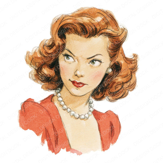 Vintage Actress Portrait Clipart Set (DDD006835)