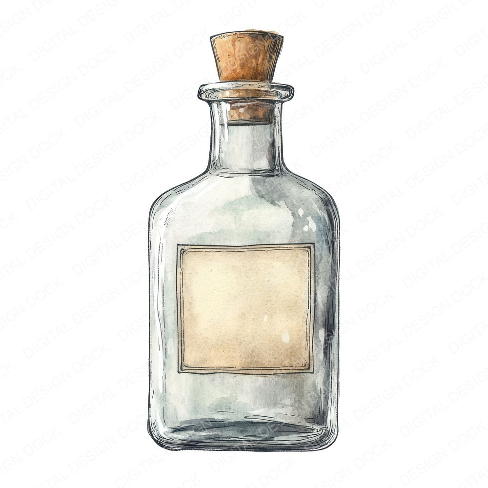 Vintage Apothecary Bottle fussy cut sheet in A4 format showing all 12 designs on one printable page