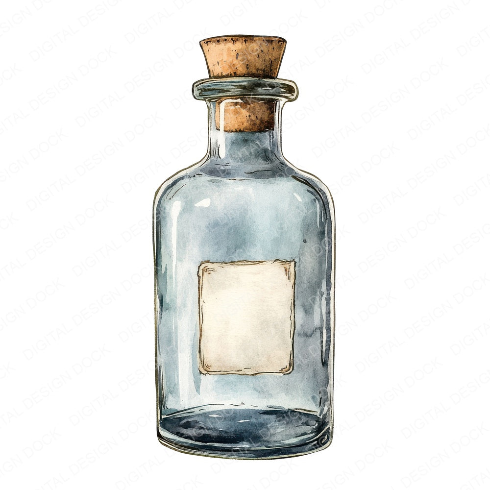 Vintage Apothecary Bottle fussy cut sheet in US Letter format showing all 12 designs on one printable page