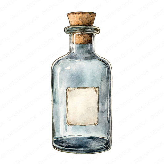 Vintage Apothecary Bottle fussy cut sheet in US Letter format showing all 12 designs on one printable page