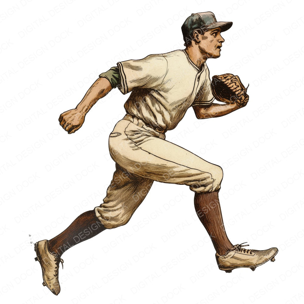Vintage Baseball Player fussy cut sheet in A4 format showing all 12 designs on one printable page