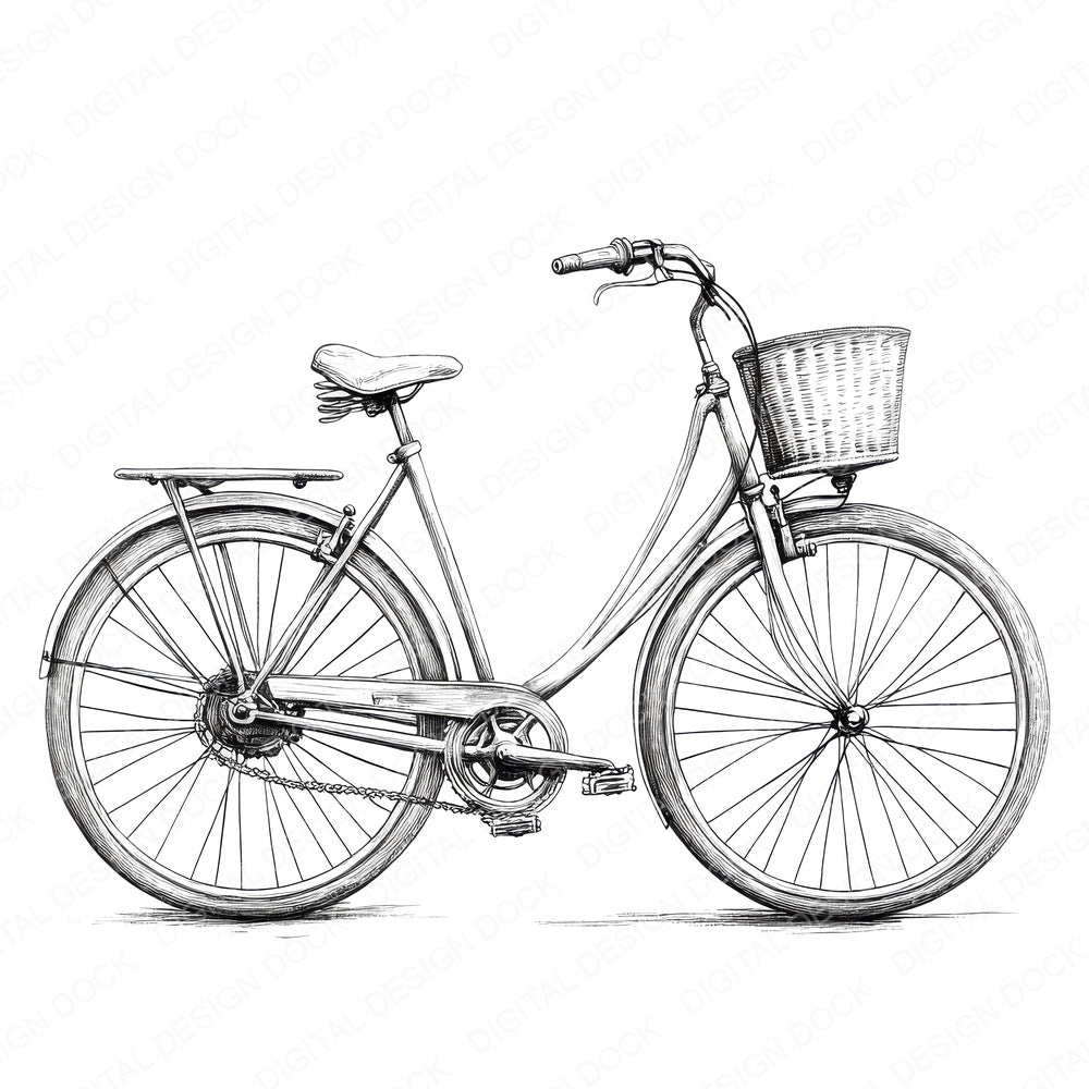 Vintage Bicycle Sketch fussy cut sheet in A4 format showing all 12 designs on one printable page
