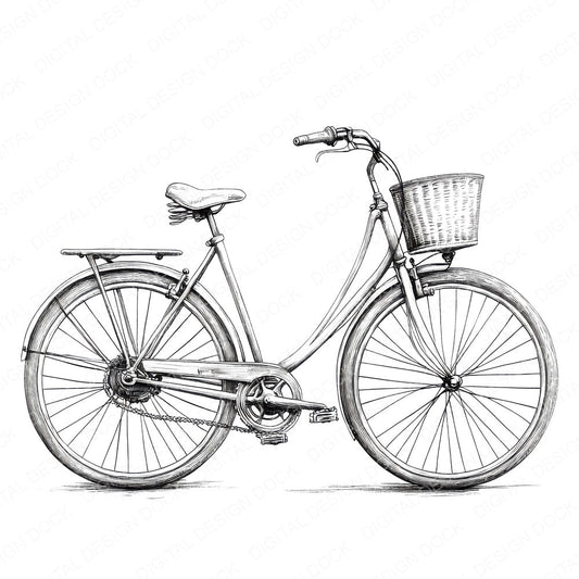 Vintage Bicycle Sketch fussy cut sheet in A4 format showing all 12 designs on one printable page