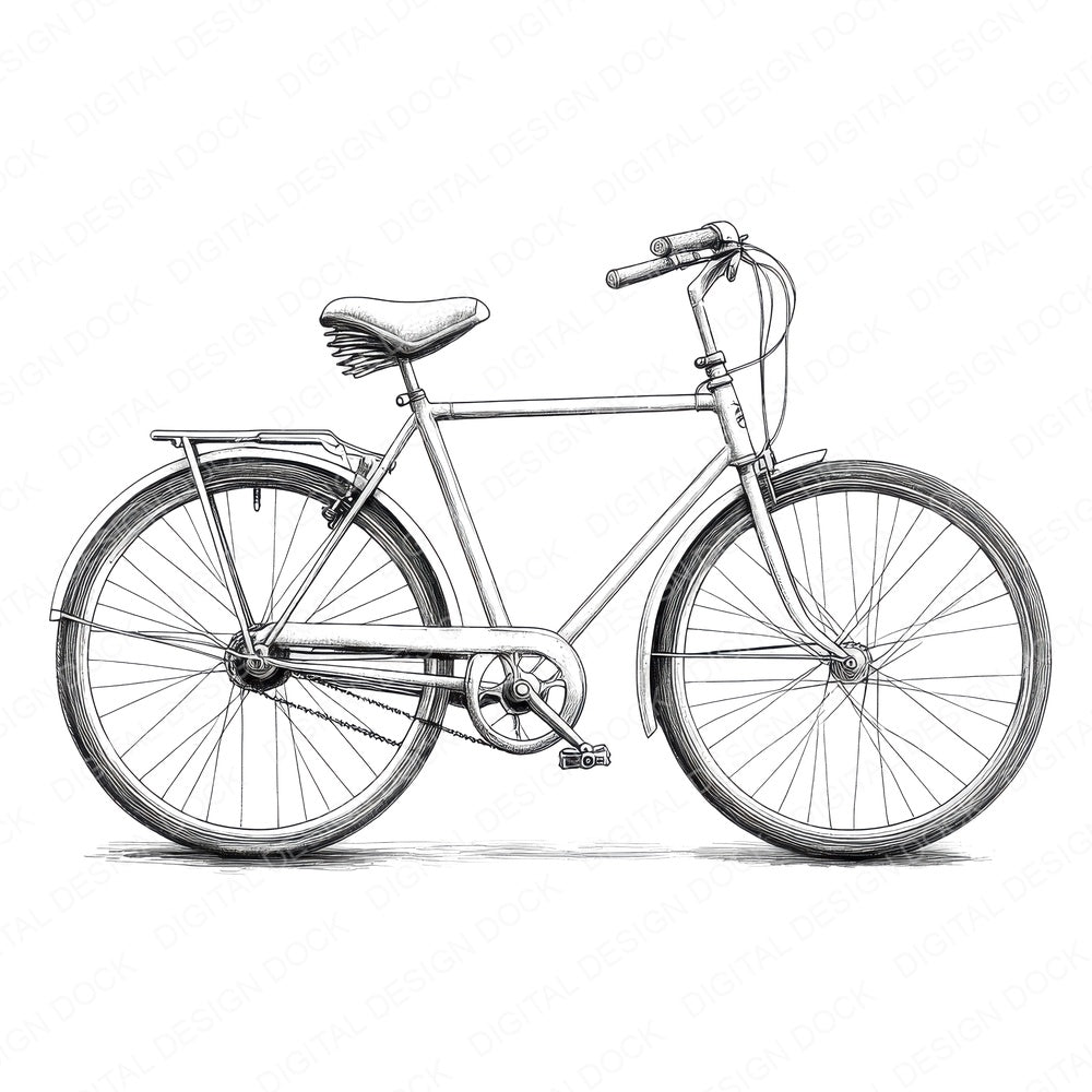 Vintage Bicycle Sketch fussy cut sheet in US Letter format showing all 12 designs on one printable page
