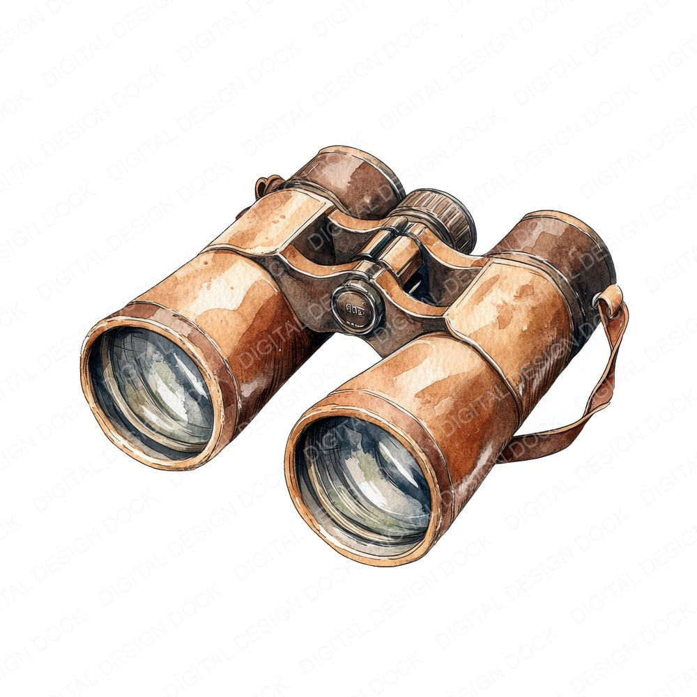 Vintage Binoculars with Strap fussy cut sheet in A4 format showing all 12 designs on one printable page
