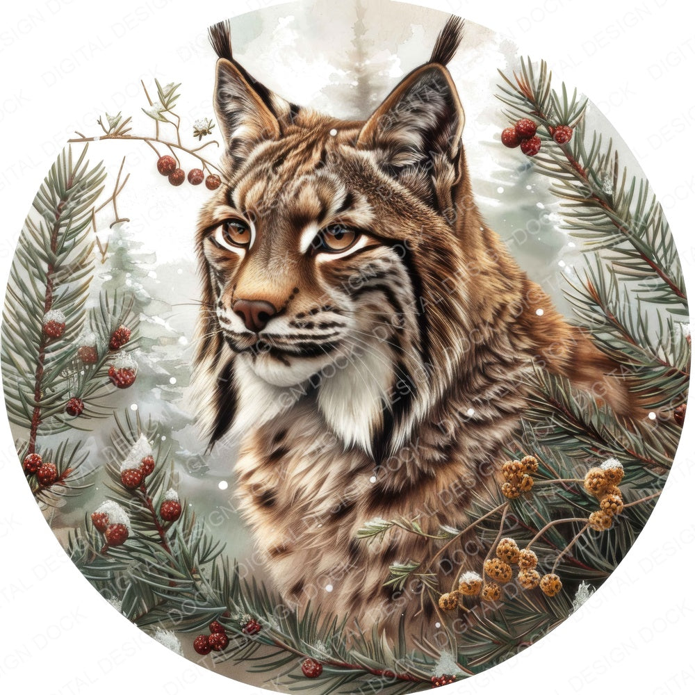 Vintage Boreal Forest Lynx Illustration fussy cut sheet in A4 format showing all 12 designs on one printable page