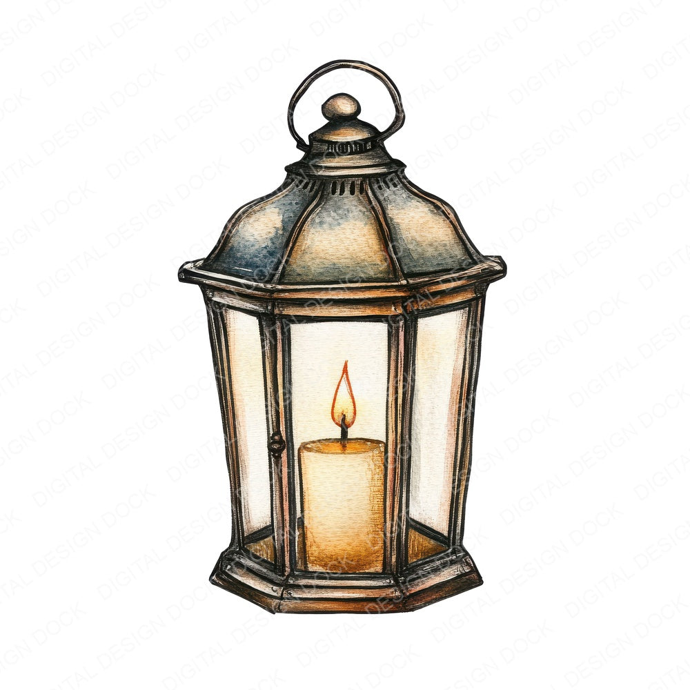 Vintage Candle Lantern fussy cut sheet in A4 format showing all 12 designs on one printable page
