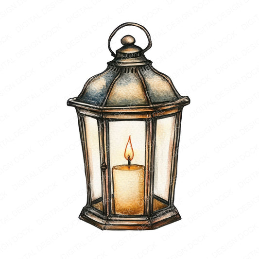 Vintage Candle Lantern fussy cut sheet in A4 format showing all 12 designs on one printable page