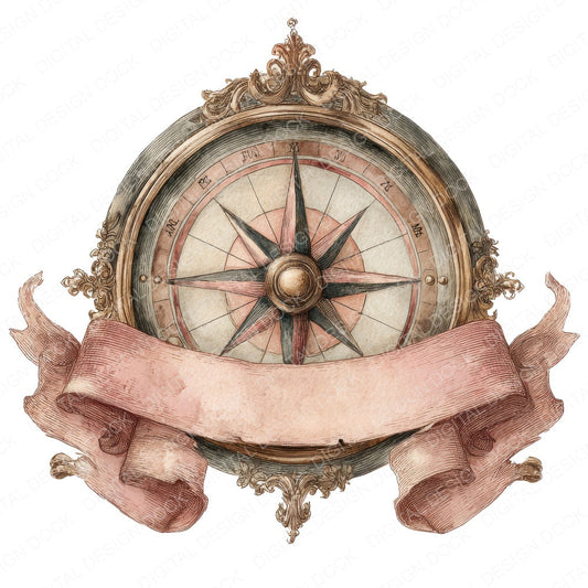 Vintage Compass Banner fussy cut sheet in A4 format showing all 12 designs on one printable page