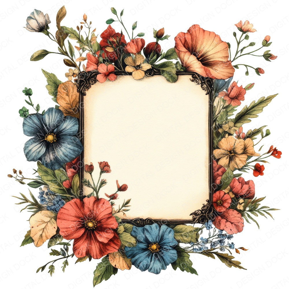 Vintage Floral Blank Sign fussy cut sheet in A4 format showing all 12 designs on one printable page