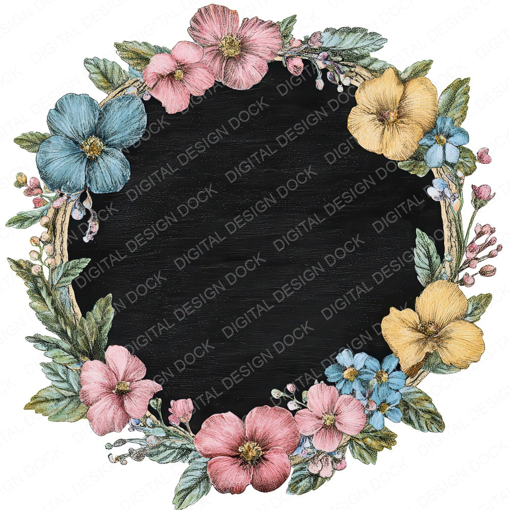Vintage Floral Chalkboard A fussy cut sheet in A4 format showing all 12 designs on one printable page