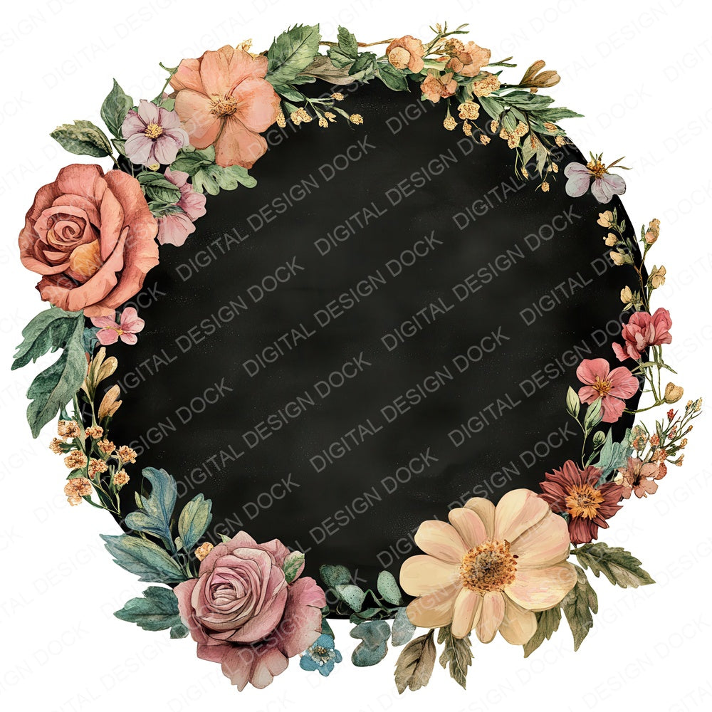 Vintage Floral Chalkboard A fussy cut sheet in US Letter format showing all 12 designs on one printable page