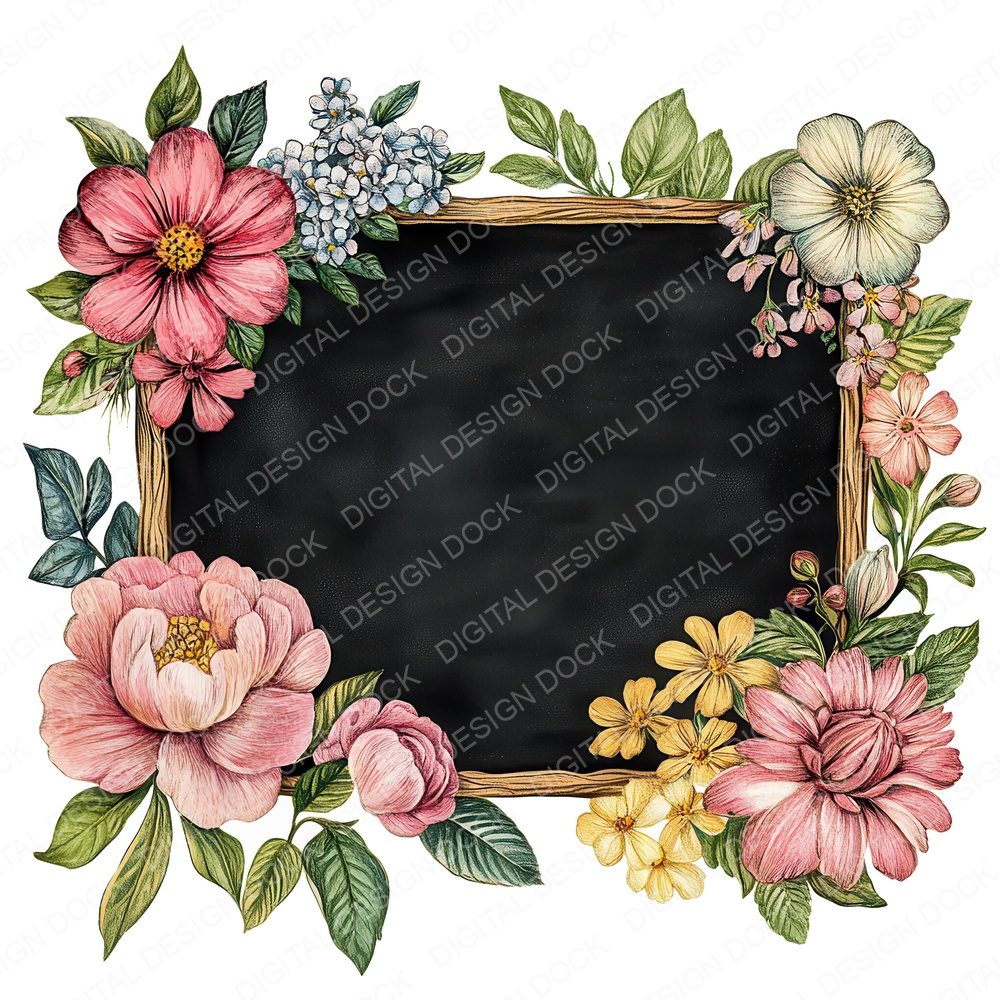 Vintage Floral Chalkboard Set B Fussy Cut Sheets (DDD011233)