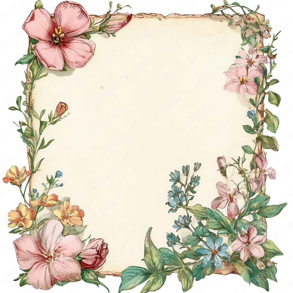 Vintage Floral Notice Board fussy cut sheet in A4 format showing all 12 designs on one printable page
