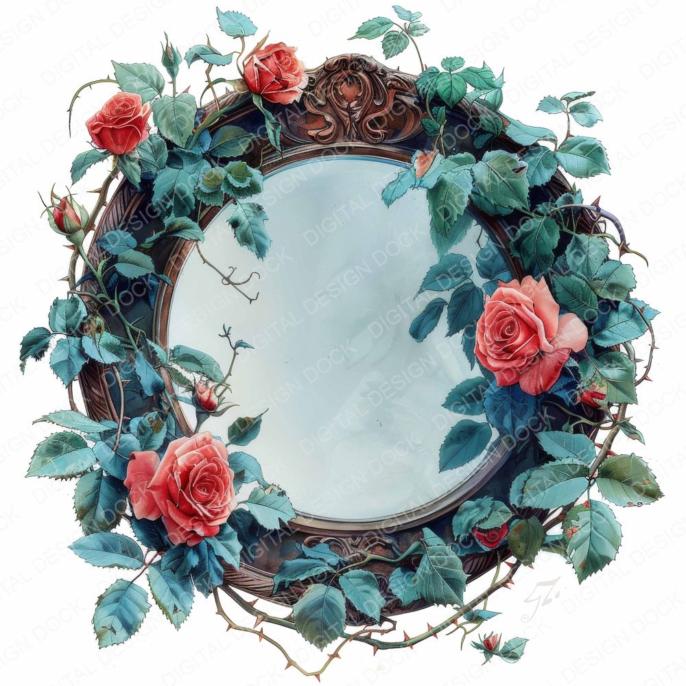 Vintage Floral Vanity Mirror Fussy Cut Sheets (DDD011243)