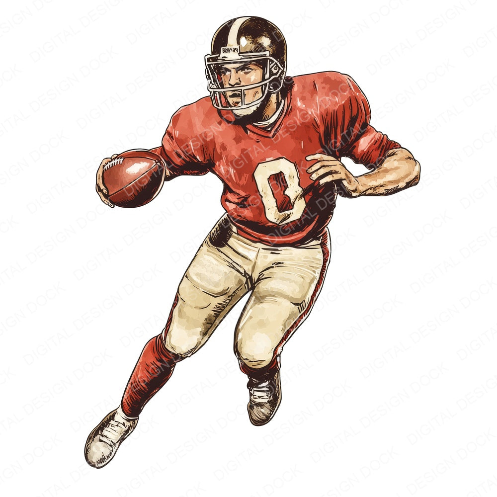 Vintage Football Player fussy cut sheet in A4 format showing all 12 designs on one printable page