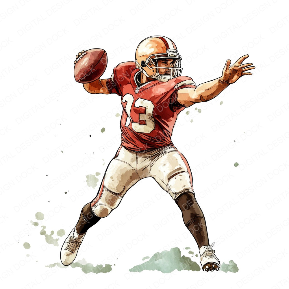 Vintage Football Player fussy cut sheet in US Letter format showing all 12 designs on one printable page