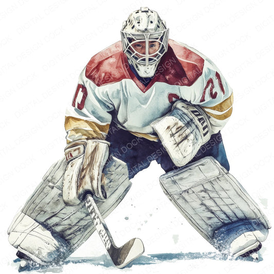 Vintage Ice Hockey Player fussy cut sheet in A4 format showing all 12 designs on one printable page