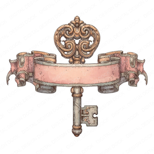 Vintage Key Scroll Banner fussy cut sheet in A4 format showing all 12 designs on one printable page