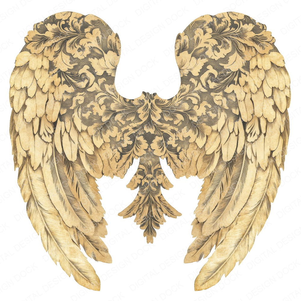 Vintage Pattern Angel Wings fussy cut sheet in A4 format showing all 12 designs on one printable page