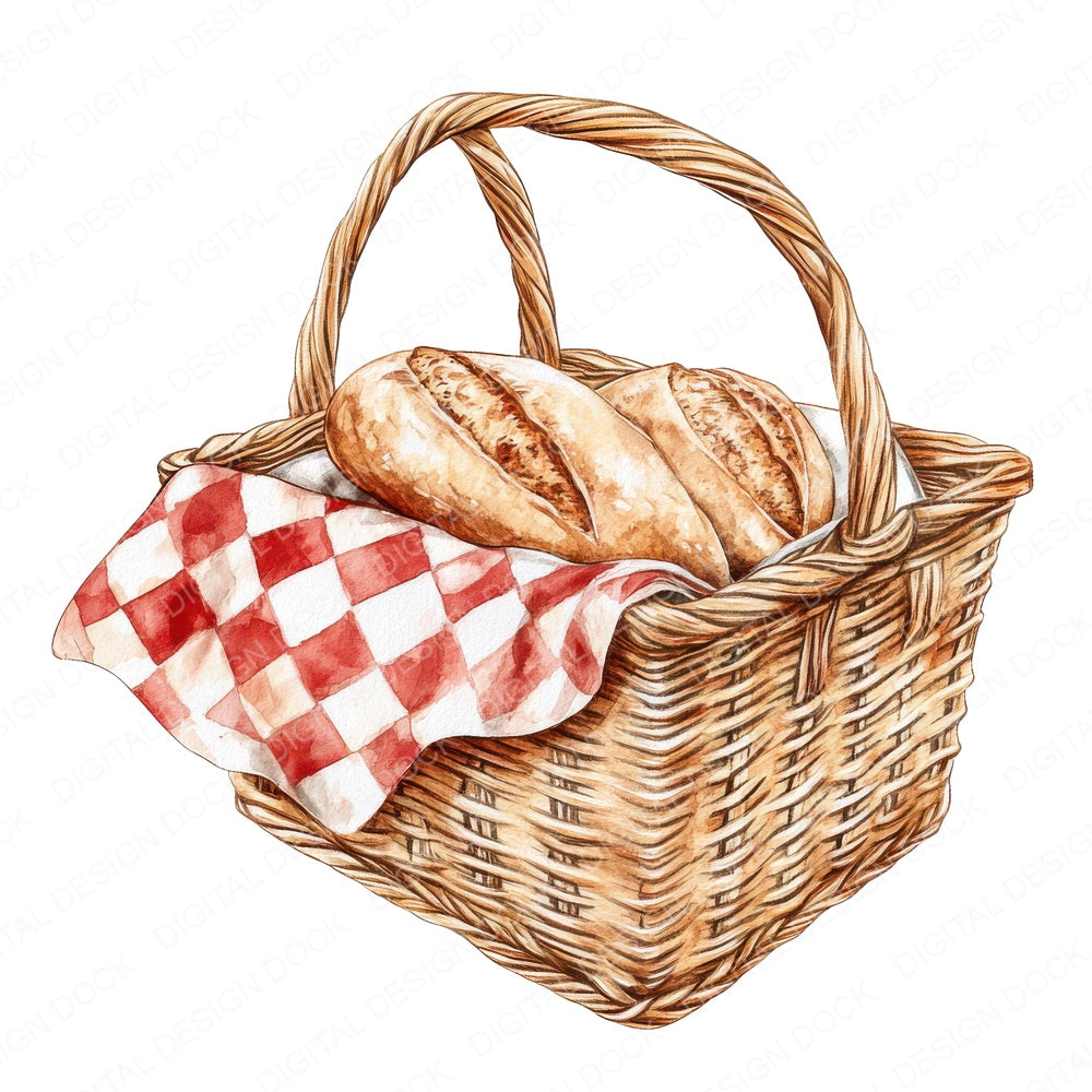Vintage Picnic Basket fussy cut sheet in A4 format showing all 12 designs on one printable page