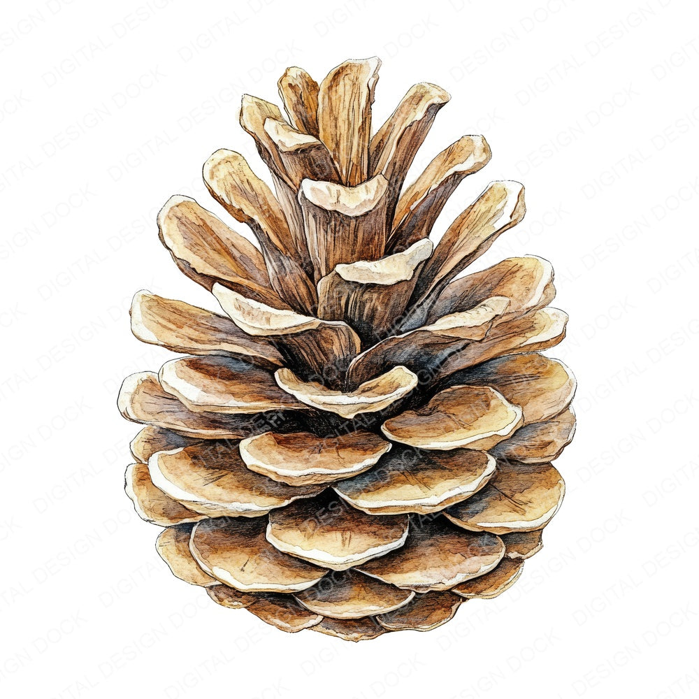 Vintage Pinecone Illustration fussy cut sheet in A4 format showing all 12 designs on one printable page