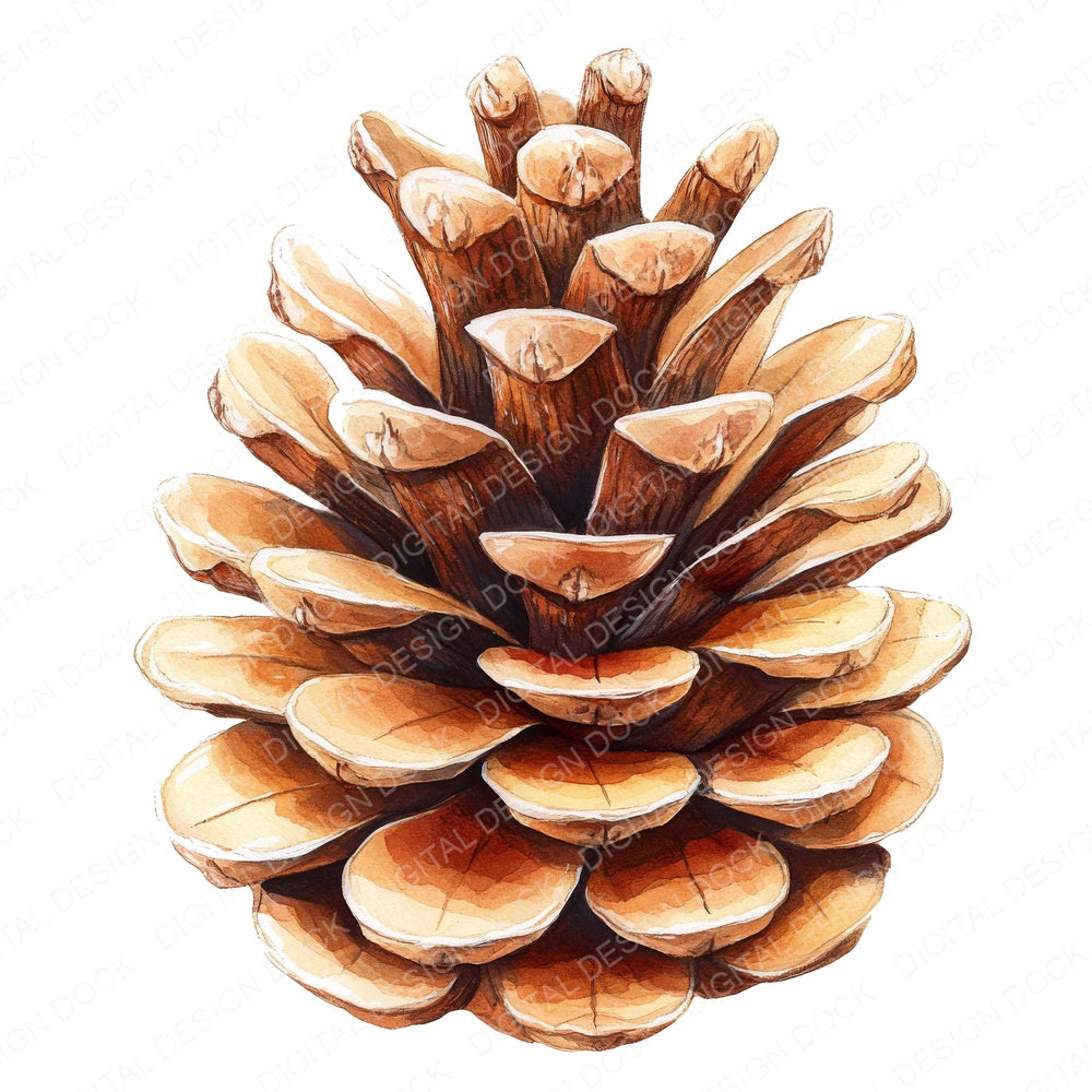 Vintage Pinecone Illustration fussy cut sheet in US Letter format showing all 12 designs on one printable page