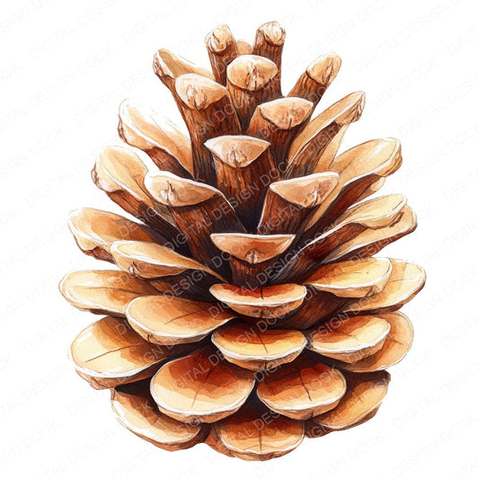 Vintage Pinecone Illustration fussy cut sheet in US Letter format showing all 12 designs on one printable page