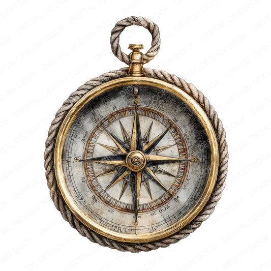 Vintage Pirate Compass fussy cut sheet in A4 format showing all 12 designs on one printable page