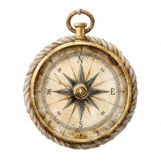 Vintage Pirate Compass Clipart Set (DDD006901)