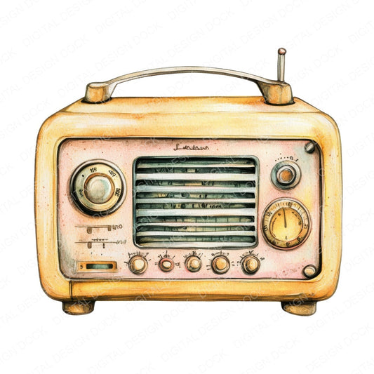 Vintage Radio fussy cut sheet in A4 format showing all 12 designs on one printable page