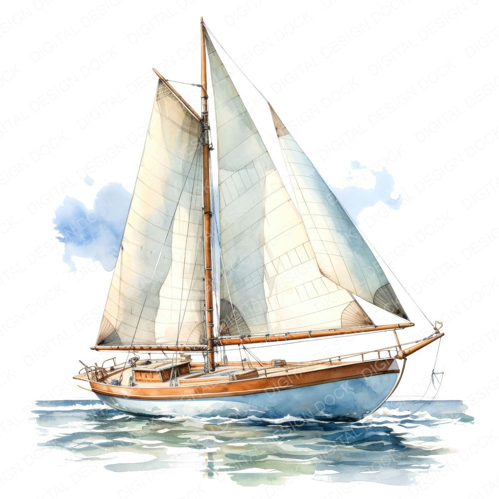 Vintage Sailboat fussy cut sheet in A4 format showing all 12 designs on one printable page