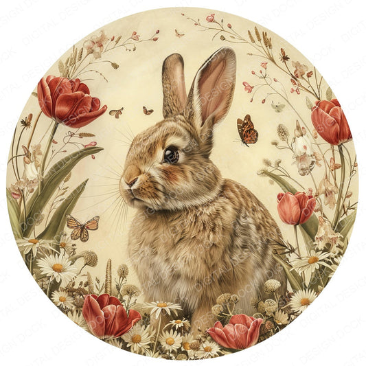 Vintage Springtime Rabbit Illustration Clipart Set (DDD006921)