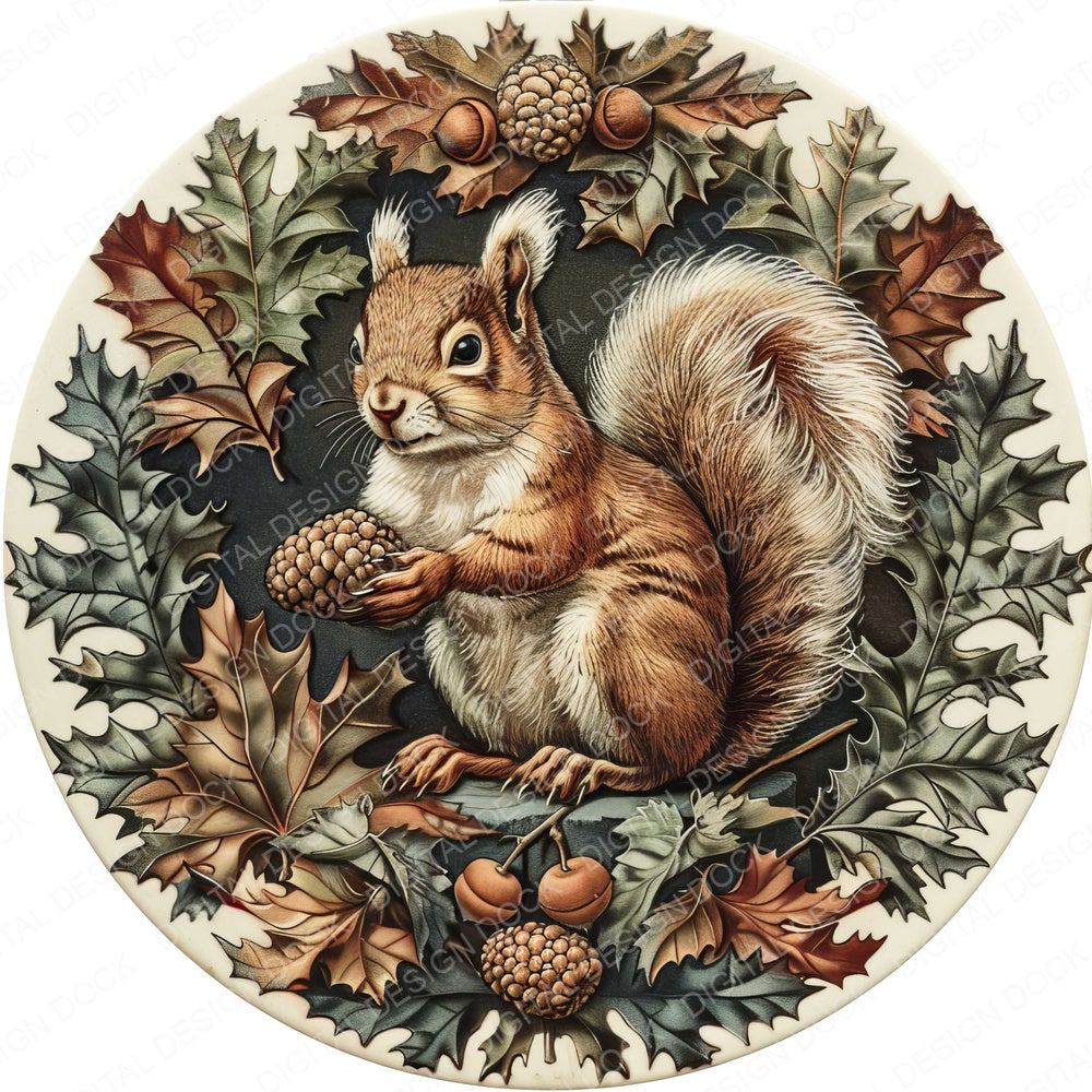 Vintage Squirrel Illustration Clipart Set (DDD006922)