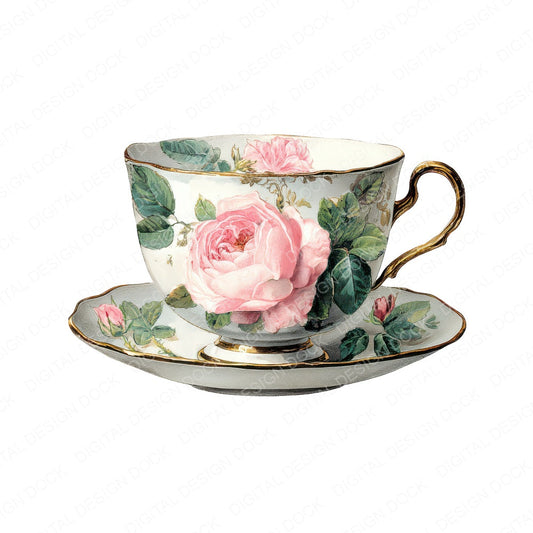 Vintage Teacup Rose fussy cut sheet in A4 format showing all 12 designs on one printable page