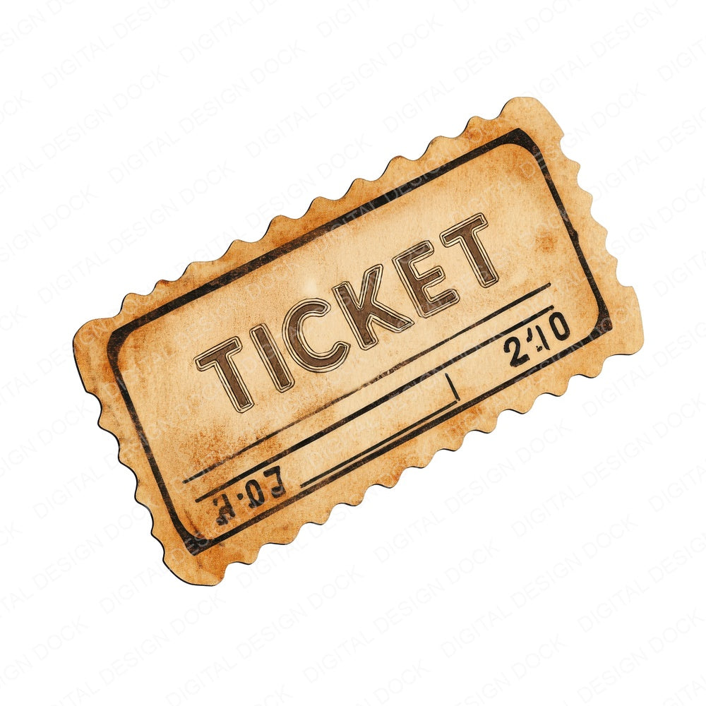 Vintage Ticket fussy cut sheet in US Letter format showing all 12 designs on one printable page