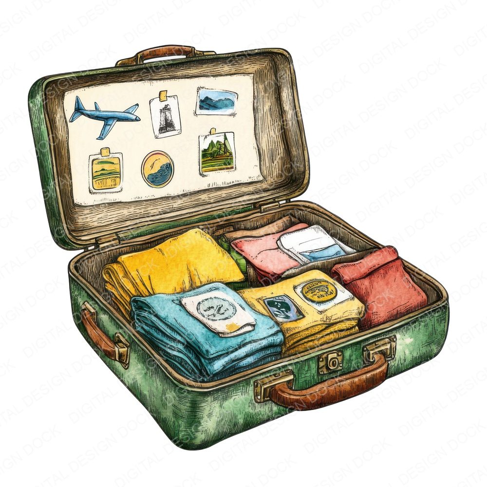 Vintage Travel Suitcase Fussy Cut Sheets (DDD011305)