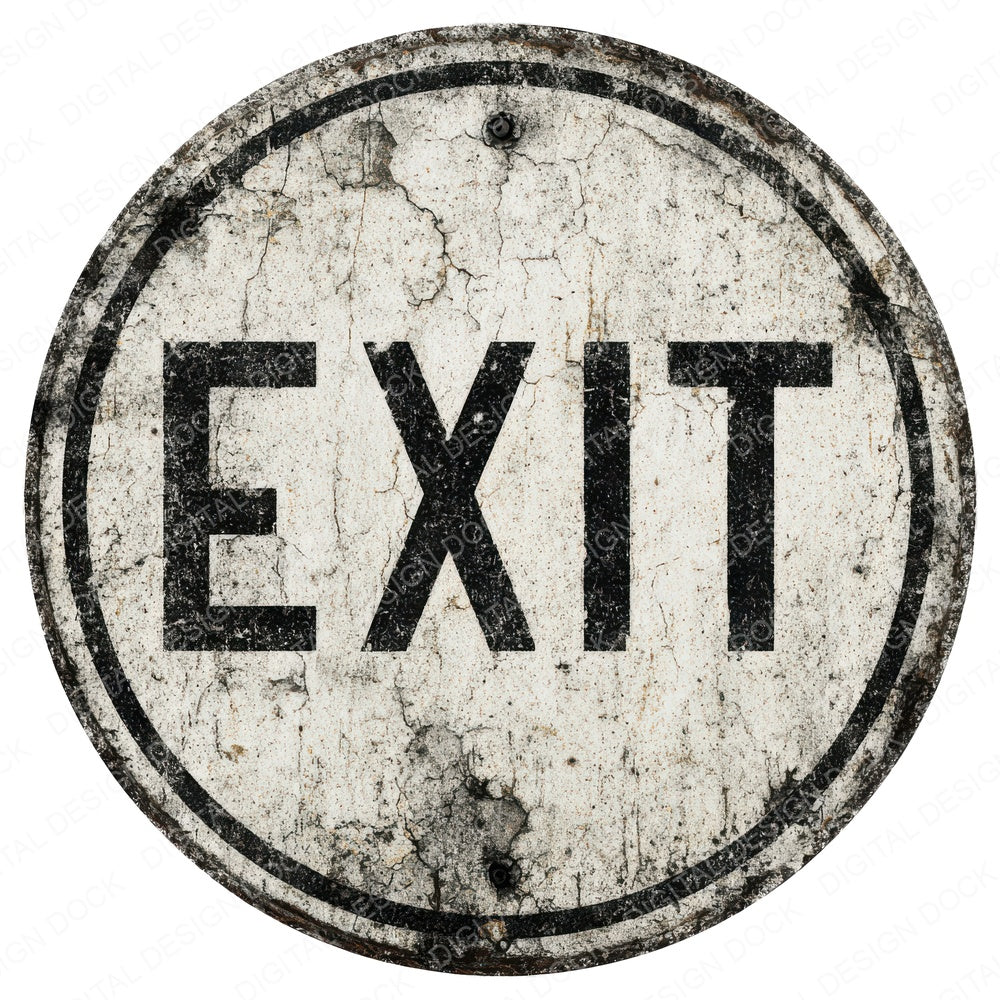 Vintage USA Round Exit Sign fussy cut sheet in A4 format showing all 12 designs on one printable page