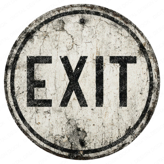 Vintage USA Round Exit Sign fussy cut sheet in A4 format showing all 12 designs on one printable page