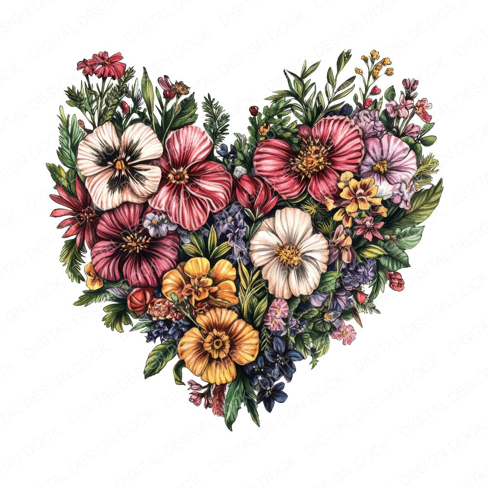 Vintage Watercolour Heart Shape Clipart Set (DDD006941)
