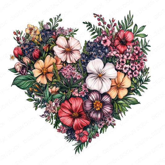 Vintage Watercolour Heart Shape B fussy cut sheet in A4 format showing all 12 designs on one printable page