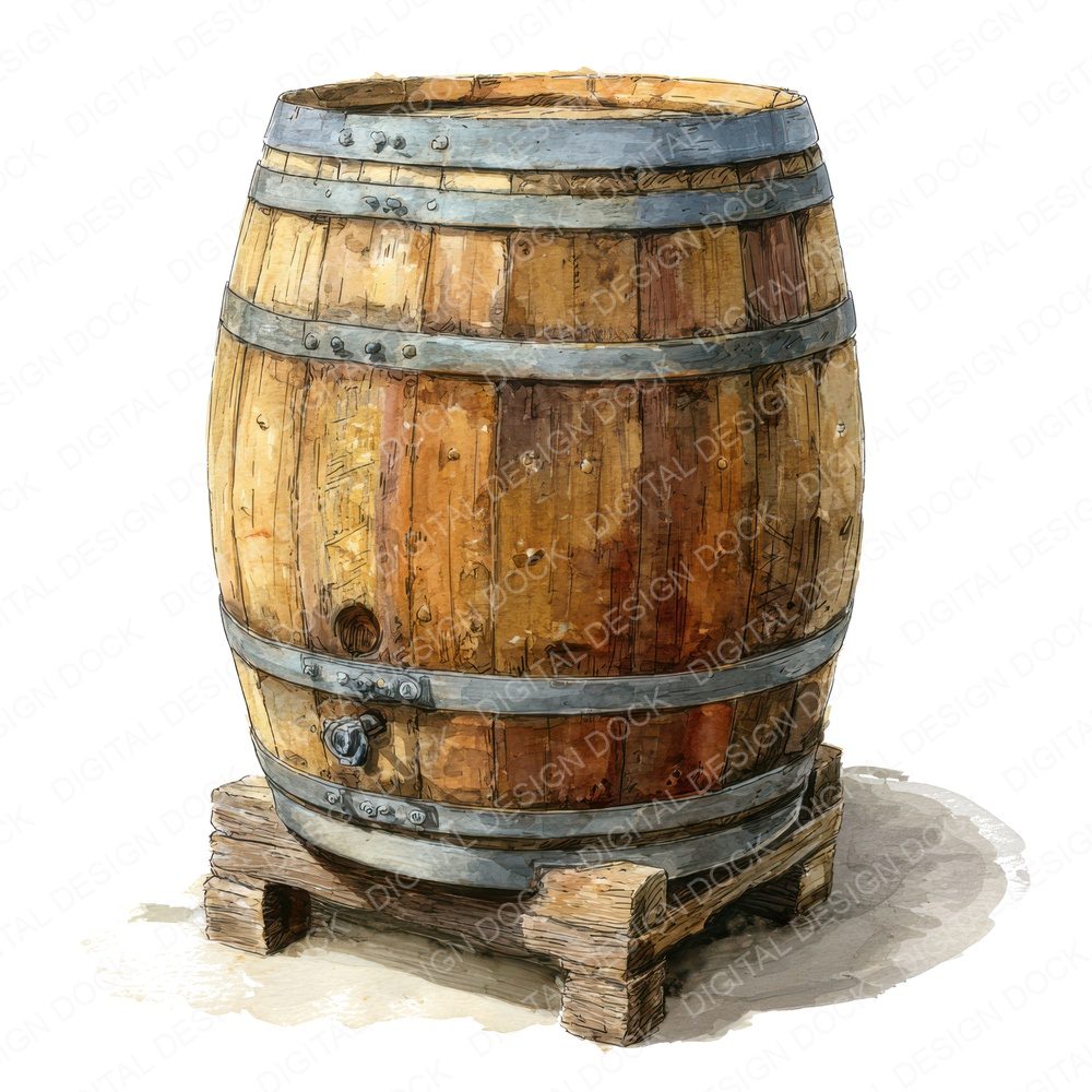 Vintage Wine Barrel Clipart Set (DDD006946)