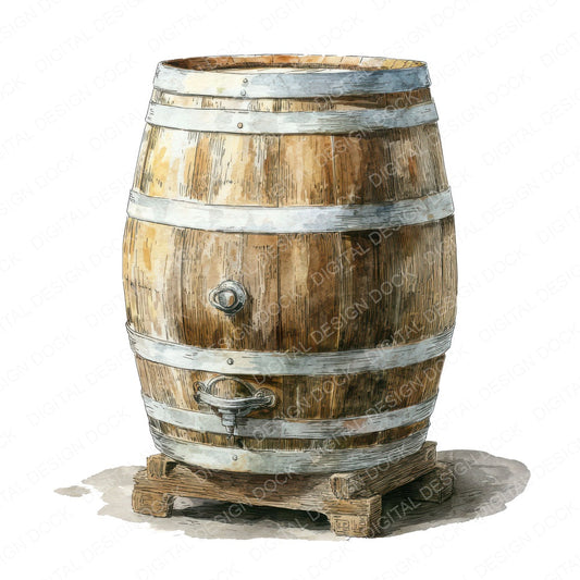 Vintage Wine Barrel fussy cut sheet in US Letter format showing all 12 designs on one printable page