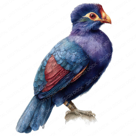 Violet Turaco Exotic Bird Clipart Set (DDD008226)