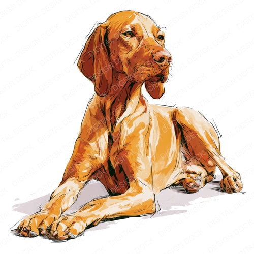 Single Vizsla Watercolour Dog clipart design shown full size