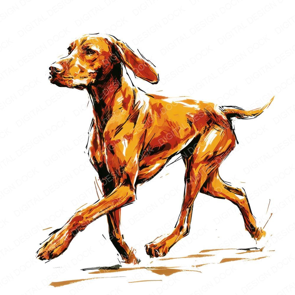 Another Vizsla Watercolour Dog clipart design shown full size